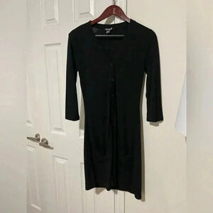 DKNY Longline V-neck Button-Down Cardigan size 4 ptp black